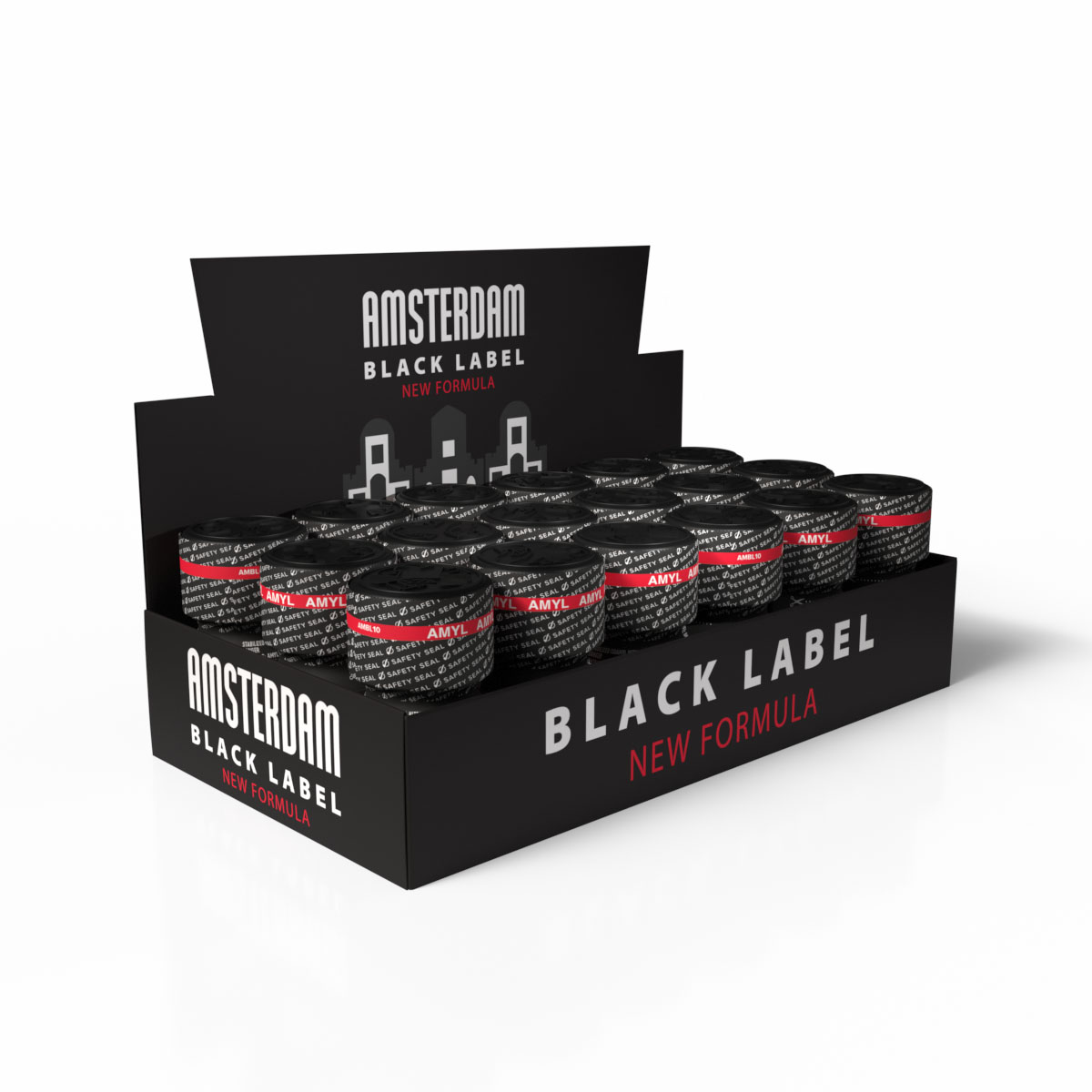 Amsterdam Black Label Thekendisplay mit 18 Stück