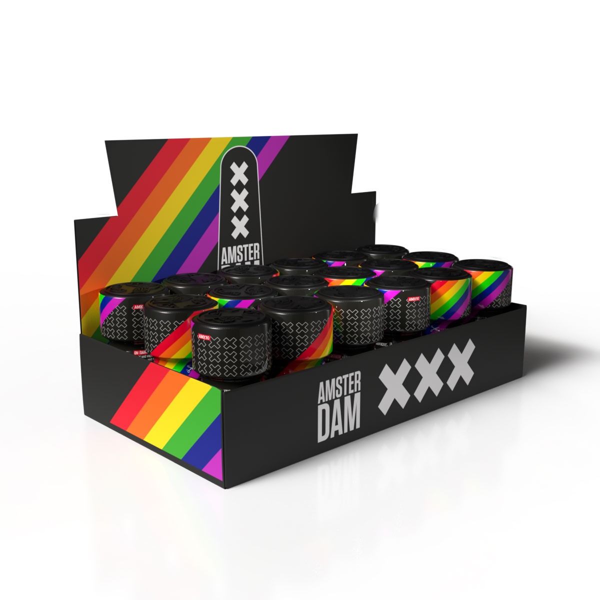 Amsterdam XXX Pride Thekendisplay mit 18 Stück