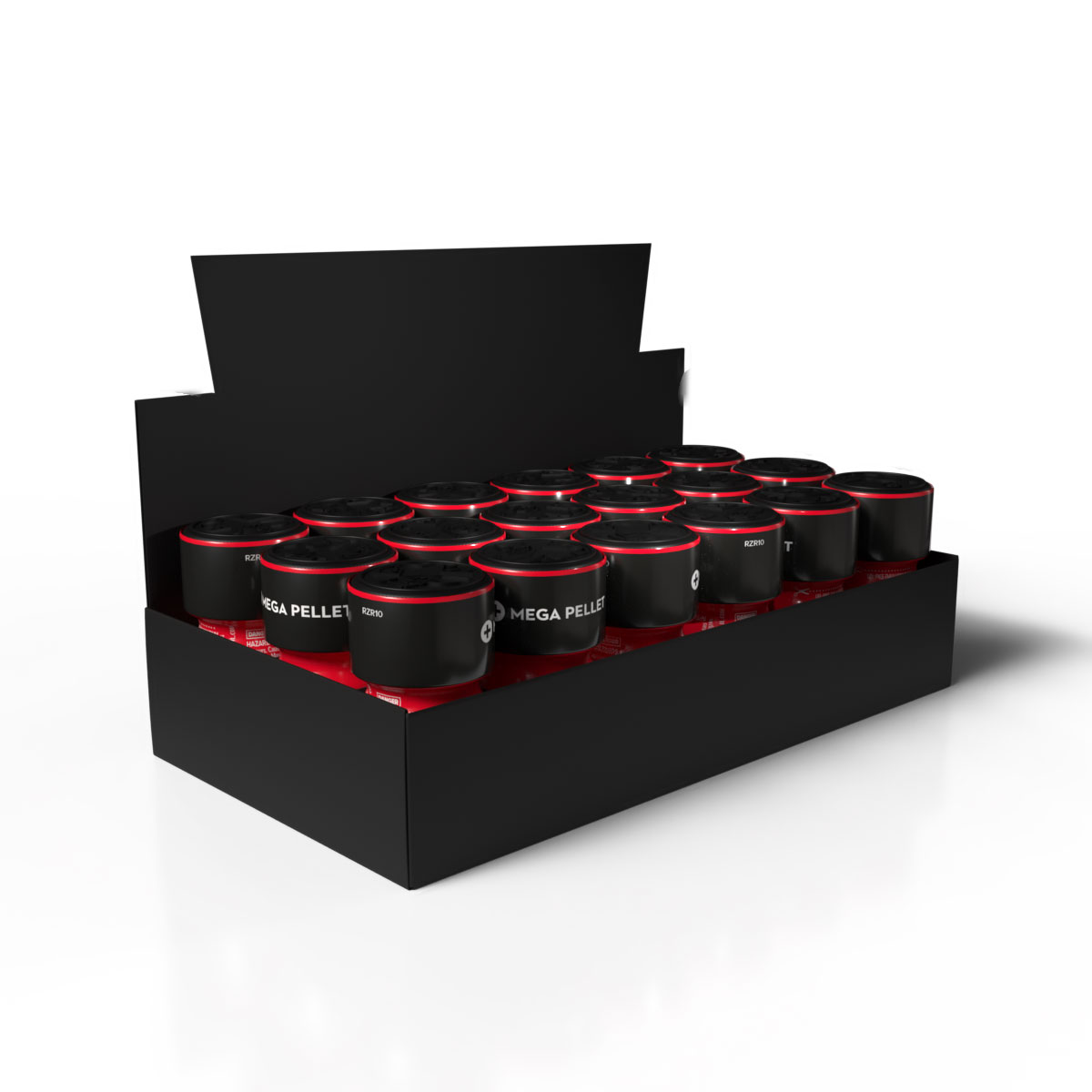 Rush Zero Red Distilled Thekendisplay mit 18 Stück