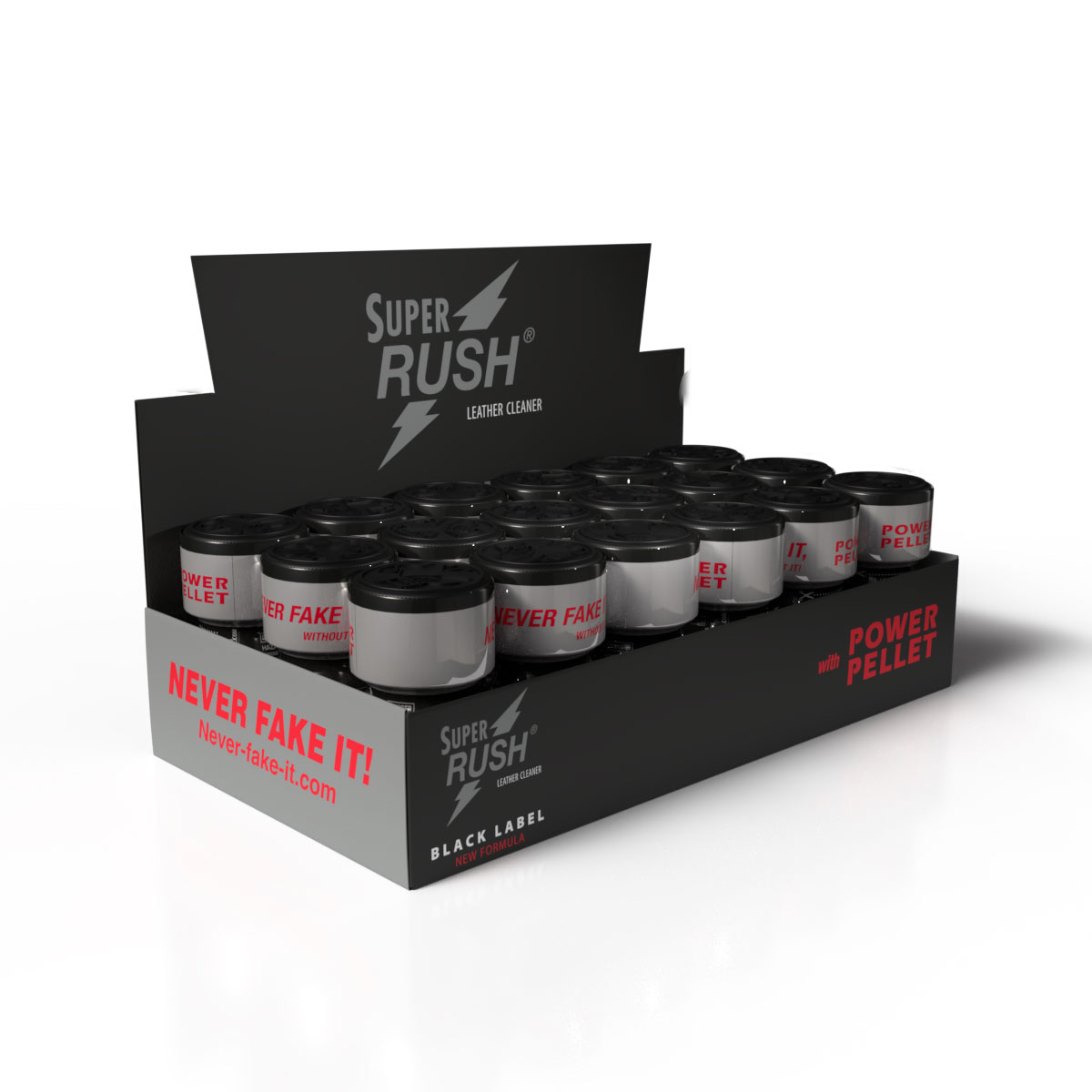 Super Rush Black Label Thekendisplay mit 18 Stück